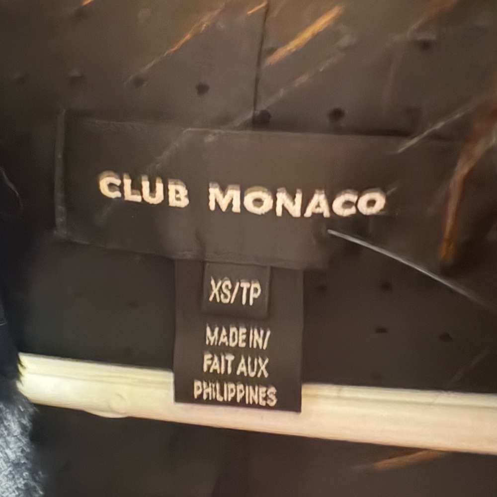 Club Monaco Black Teddy Jacket with Faux Fur Trim - Picture 2 of 8